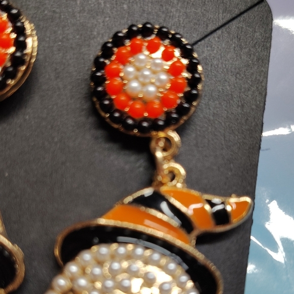 Halloween Ghost Earrings with Pearl Accents - Picture 3 of 7